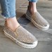 Women Plus Size Rhinestone Decoration Breathable Slip On Comfy Casual Flats