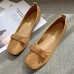 Women Bow Decor Comfy Square Toe Soft Sole Casual Slip On Loafers