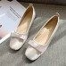 Women Bow Decor Comfy Square Toe Soft Sole Casual Slip On Loafers