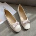 Women Bow Decor Comfy Square Toe Soft Sole Casual Slip On Loafers