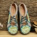 LOSTISY Flower Pattern Elastic Band Round Toe Splicing Retro Casual Flats