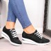 Large Size Women Casual Solid Color Round Toe Lace Up Wedges Loafers