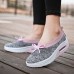 Women Brief Solid Fabric Breathable Soft Rocker Sole Cushioned Casual Sports Shoes