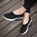 Women Brief Solid Fabric Breathable Soft Rocker Sole Cushioned Casual Sports Shoes