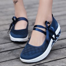 Women Mesh Splicing Sport Casual Lace Up Platform Sneakers