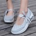 Women Mesh Splicing Sport Casual Lace Up Platform Sneakers