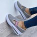 Large Size Women Letter Print Elastic Slip-On Comfy Breathable Mesh Comfy Platform Sneakers