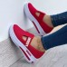 Large Size Women Letter Print Elastic Slip-On Comfy Breathable Mesh Comfy Platform Sneakers