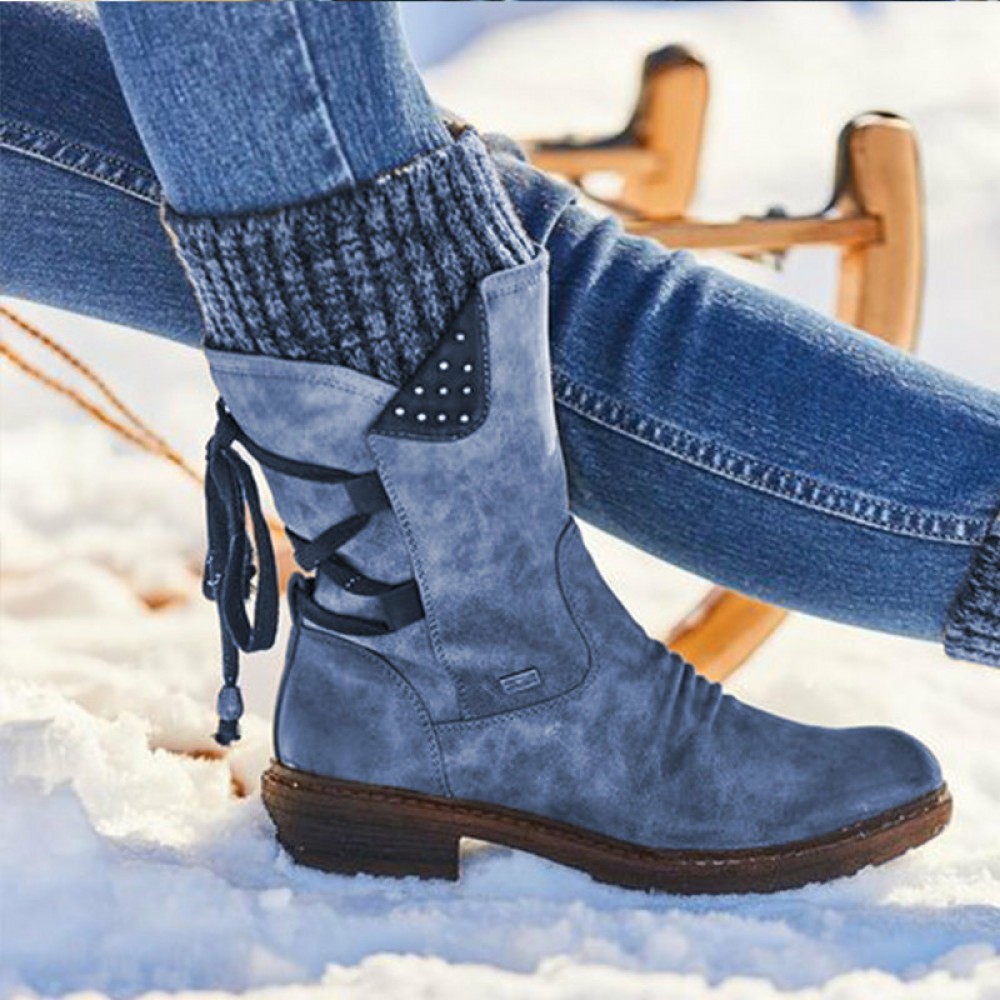 Women Plus Size Comfy Stitching Casual Mid Calf Boots Snow Boots Women Plus Size Comfy Stitching Casual Mid Calf Boots Snow Boots